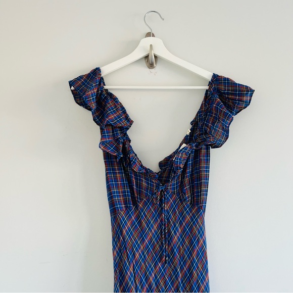 Doen Lulani Cotton Midi Dress V-neck Check Sleeveless Size XL - Picture 2 of 9